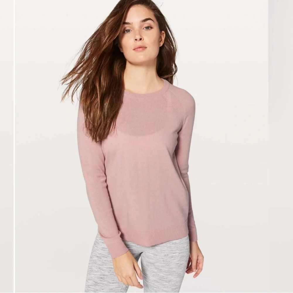 Lululemon Tied To You Sweater Misty Pink Merino Wool Balletcore Sz 8